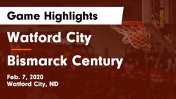 Watford City  vs Bismarck Century  Game Highlights - Feb. 7, 2020