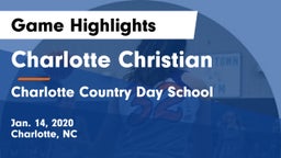 Charlotte Christian  vs Charlotte Country Day School Game Highlights - Jan. 14, 2020