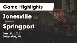 Jonesville  vs Springport  Game Highlights - Jan. 24, 2023