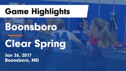 Boonsboro  vs Clear Spring  Game Highlights - Jan 26, 2017