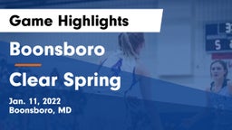 Boonsboro  vs Clear Spring  Game Highlights - Jan. 11, 2022
