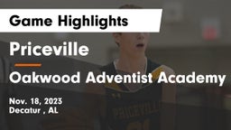 Priceville  vs Oakwood Adventist Academy Game Highlights - Nov. 18, 2023
