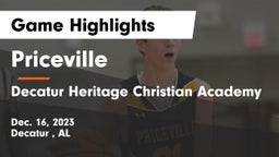 Priceville  vs Decatur Heritage Christian Academy  Game Highlights - Dec. 16, 2023