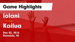 Iolani  vs Kailua  Game Highlights - Dec 02, 2016