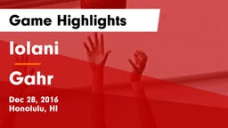 Iolani  vs Gahr  Game Highlights - Dec 28, 2016