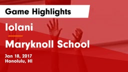 Iolani  vs Maryknoll School Game Highlights - Jan 18, 2017
