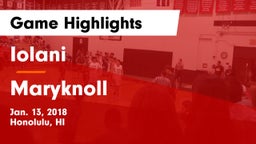 Iolani  vs Maryknoll Game Highlights - Jan. 13, 2018