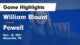 William Blount  vs Powell  Game Highlights - Nov. 18, 2021