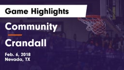 Community  vs Crandall  Game Highlights - Feb. 6, 2018