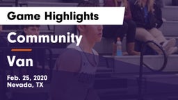 Community  vs Van  Game Highlights - Feb. 25, 2020