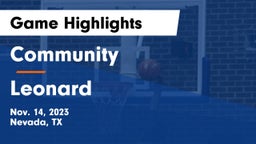 Community  vs Leonard  Game Highlights - Nov. 14, 2023