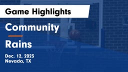Community  vs Rains  Game Highlights - Dec. 12, 2023