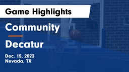 Community  vs Decatur  Game Highlights - Dec. 15, 2023