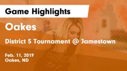 Oakes  vs District 5 Tournament @ Jamestown Game Highlights - Feb. 11, 2019