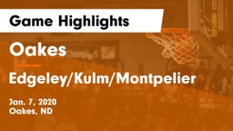Oakes  vs Edgeley/Kulm/Montpelier Game Highlights - Jan. 7, 2020