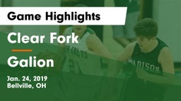 Clear Fork  vs Galion  Game Highlights - Jan. 24, 2019