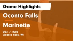 Oconto Falls  vs Marinette  Game Highlights - Dec. 7, 2023