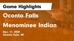 Oconto Falls  vs Menominee Indian  Game Highlights - Dec. 11, 2020