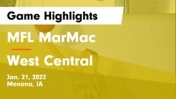 MFL MarMac  vs West Central  Game Highlights - Jan. 21, 2022