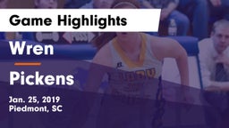 Wren  vs Pickens  Game Highlights - Jan. 25, 2019
