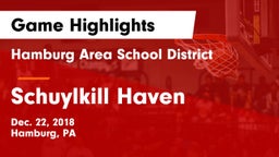 Hamburg Area School District vs Schuylkill Haven  Game Highlights - Dec. 22, 2018