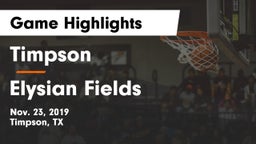 Timpson  vs Elysian Fields  Game Highlights - Nov. 23, 2019