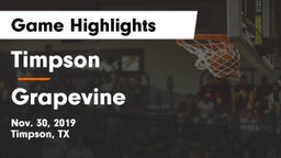Timpson  vs Grapevine  Game Highlights - Nov. 30, 2019