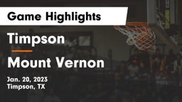 Timpson  vs Mount Vernon  Game Highlights - Jan. 20, 2023