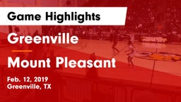 Greenville  vs Mount Pleasant  Game Highlights - Feb. 12, 2019
