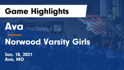 Ava  vs Norwood Varsity Girls Game Highlights - Jan. 18, 2021