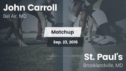 Matchup: John Carroll vs. St. Paul's  2016