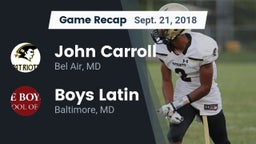 Recap: John Carroll  vs. Boys Latin  2018