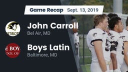 Recap: John Carroll  vs. Boys Latin  2019