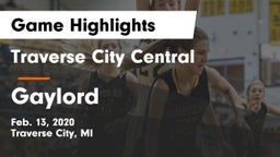 Traverse City Central  vs Gaylord  Game Highlights - Feb. 13, 2020