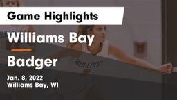 Williams Bay  vs Badger  Game Highlights - Jan. 8, 2022