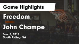 Freedom  vs John Champe   Game Highlights - Jan. 5, 2018