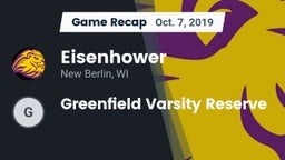 Recap: Eisenhower  vs. Greenfield Varsity Reserve 2019
