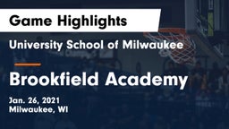 University School of Milwaukee vs Brookfield Academy  Game Highlights - Jan. 26, 2021