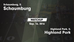 Matchup: Schaumburg High vs. Highland Park  2016