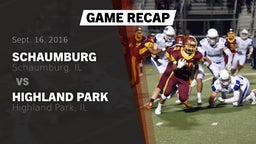 Recap: Schaumburg  vs. Highland Park  2016