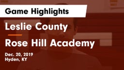 Leslie County  vs Rose Hill Academy Game Highlights - Dec. 20, 2019