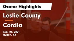 Leslie County  vs Cordia Game Highlights - Feb. 23, 2021