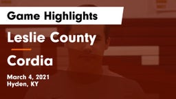 Leslie County  vs Cordia Game Highlights - March 4, 2021