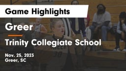 Greer  vs Trinity Collegiate School Game Highlights - Nov. 25, 2023