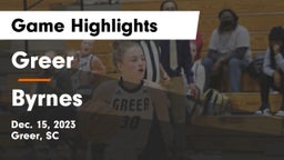 Greer  vs Byrnes  Game Highlights - Dec. 15, 2023