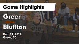 Greer  vs Bluffton  Game Highlights - Dec. 22, 2023