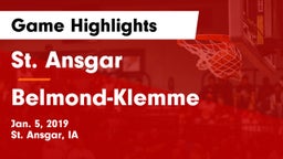 St. Ansgar  vs Belmond-Klemme  Game Highlights - Jan. 5, 2019