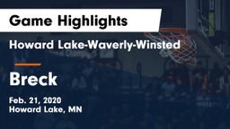 Howard Lake-Waverly-Winsted  vs Breck Game Highlights - Feb. 21, 2020