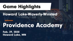 Howard Lake-Waverly-Winsted  vs Providence Academy Game Highlights - Feb. 29, 2020