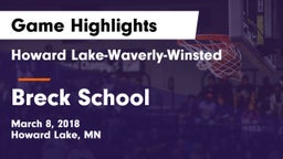Howard Lake-Waverly-Winsted  vs Breck School Game Highlights - March 8, 2018